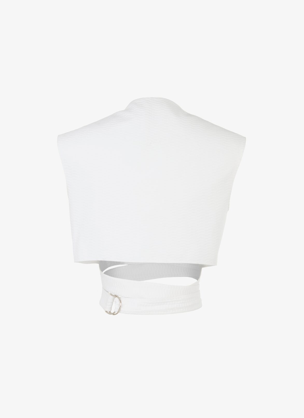 Wrap-Effect Belted Cotton Top ALAÏA WHITE WRAP-EFFECT BELTED COTTON TOP